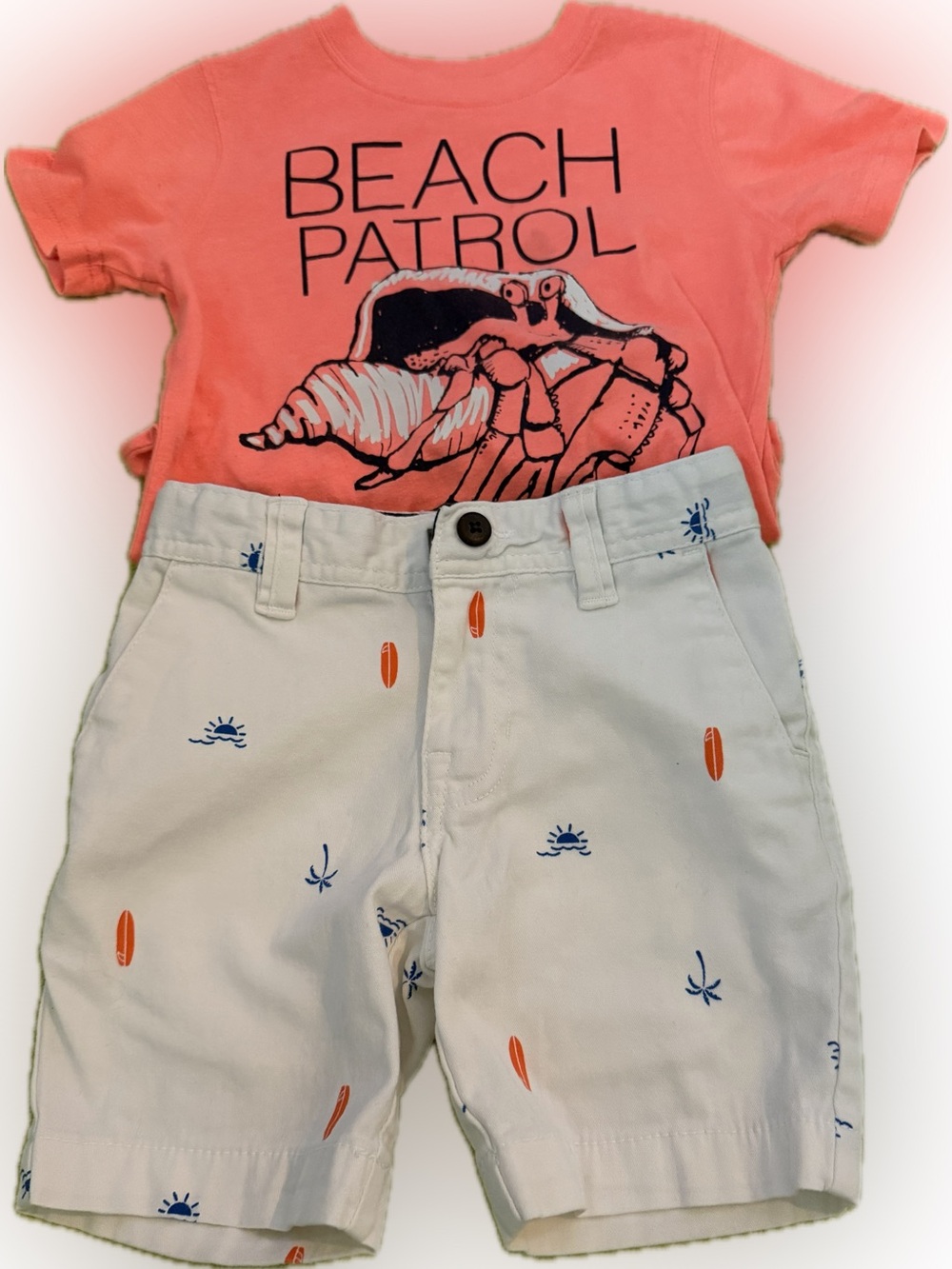 White Shorts with Logo Detail with matching shirt